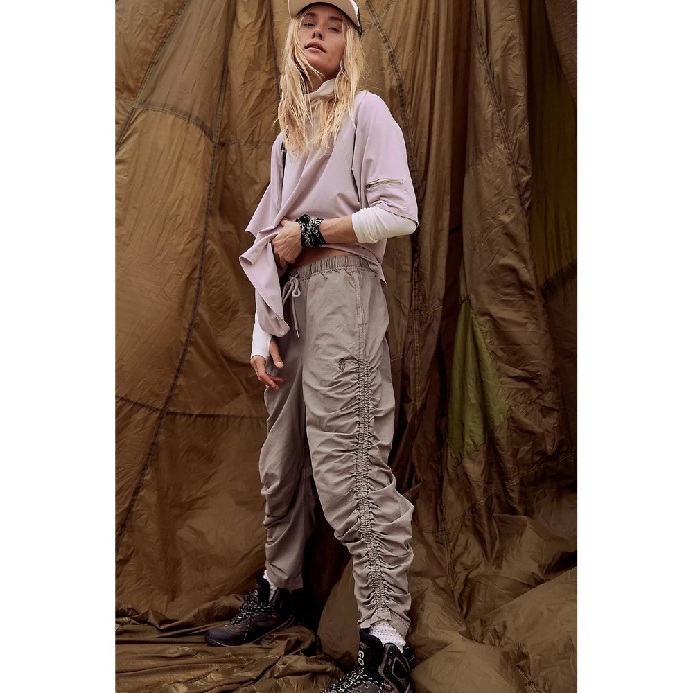 FP Movement Free Fall Pants Grey Ruched Jogger Relaxed‎ Fit Medium Slouchy